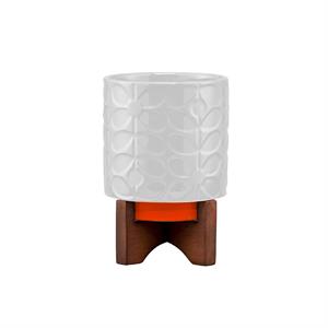 Orla Kiely Debossed Ceramic Plant Pot with Wooden Stand